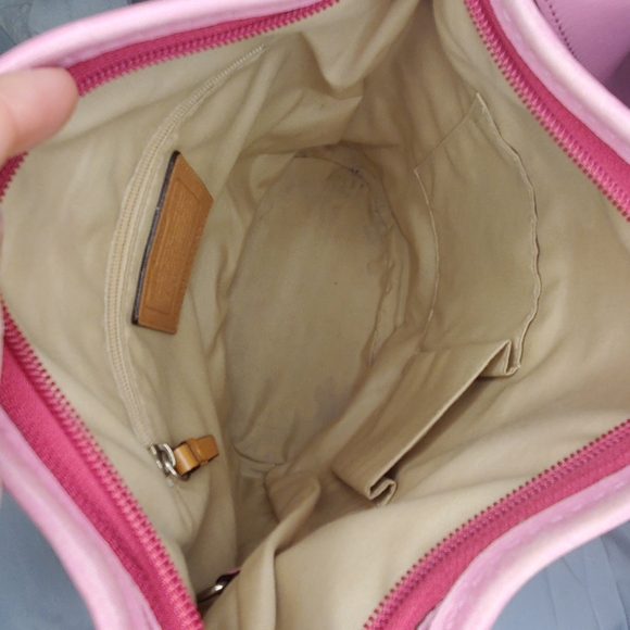 Rare Coach pink Bleeker rugby stripe bucket bag - Picture 5 of 9
